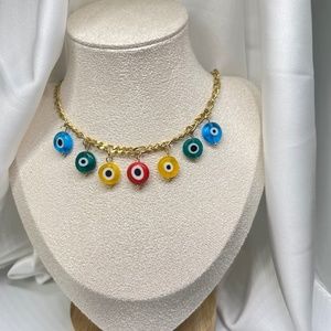 Adjustable Evil Eye Necklace Gold Plated